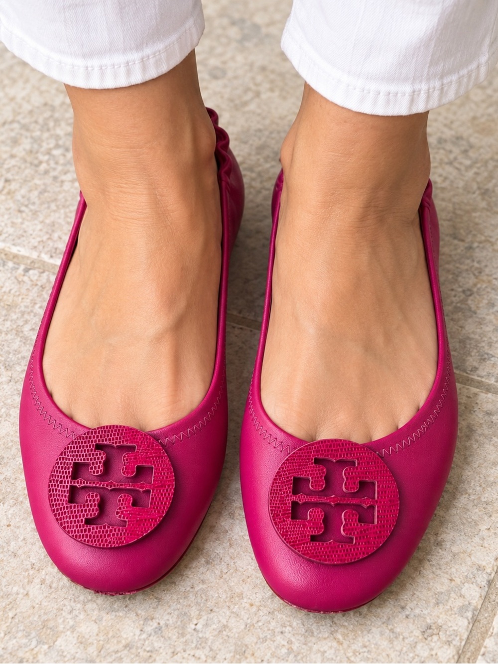 Tory Burch Reva Ballet Flats Fuchsia Hot Pink Size 8.5